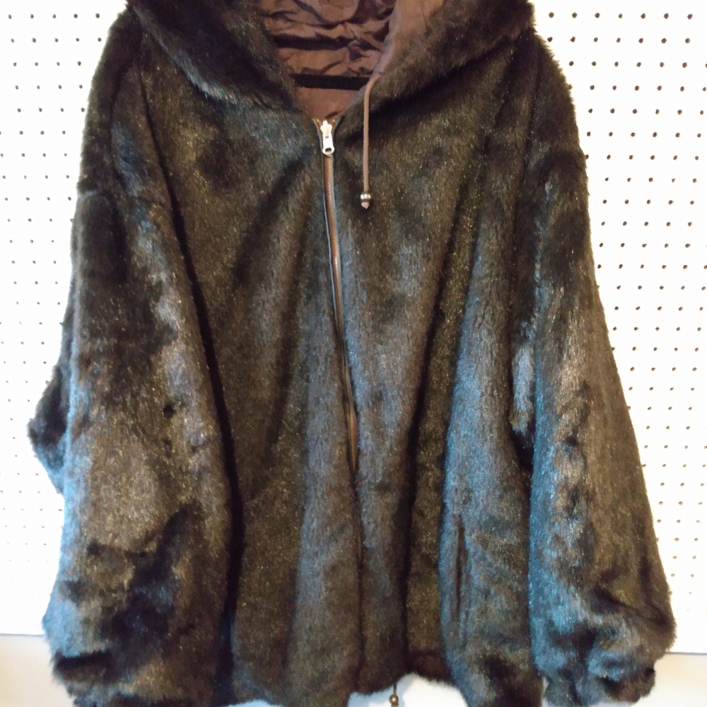 Fur hooded coat
